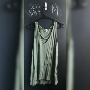 Green Old Navy Tank Top with x-cross pattern